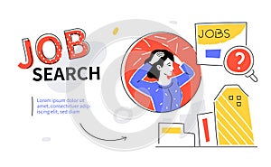 Job search - modern colorful flat design style web banner