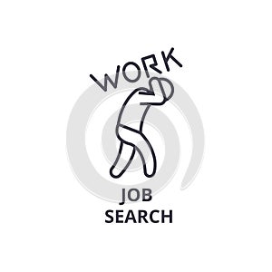 Job search thin line icon, sign, symbol, illustation, linear concept, vector