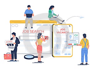Job search vector concept flat style design illustration