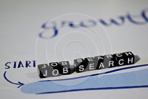 Job Search on wooden blocks. Human Resources Recruitment Career Concept photo