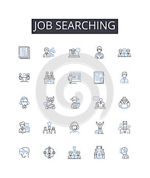 Job searching line icons collection. Double-entry, GAAP, Accrual, Depreciation, Amortization, Cost accounting, Income