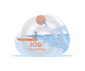 Job searching and staff recruitment concept creative visualization of in association with fisherman catching.