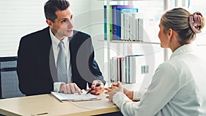 Job seeker in job interview meeting with manager