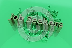 Job Seekers, business keyword and words cloud. For web page, graphic design, texture or background. 3D rendering.