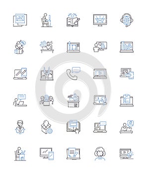 Job Site line icons collection. Employment, Opportunities, Positions, Listings, Jobs, Hiring, Applicant vector and