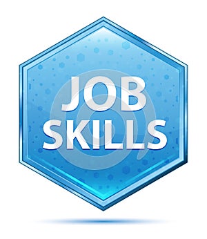 Job Skills crystal blue hexagon button