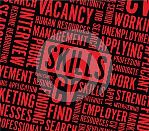 Job skills text background