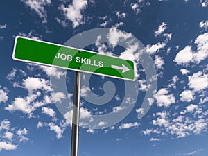 Job skills traffic sign on blue sky