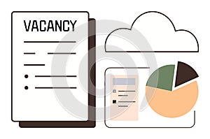 Job Vacancy Concept with Cloud Storage and Data Analysis Chart