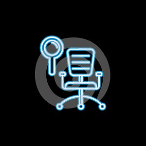 job vacancy line icon in neon style. One of HR collection icon can be used for UI, UX