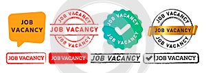 job vacancy rectangle stamp and speech bubble sign for announce opportunity hiring recruiting photo
