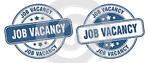 Job vacancy stamp. job vacancy label. round grunge sign