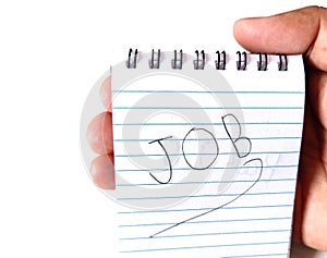 Job word in hand on white background