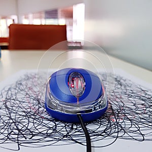 Computer mouse on table at office