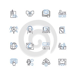 Jobber line icons collection. Scheduling, Invoicing, Quoting, Estimating, Dispatching, Calendar, Tracking vector and photo