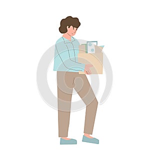 Jobless chracter. Dismissed man vector color flat illustration