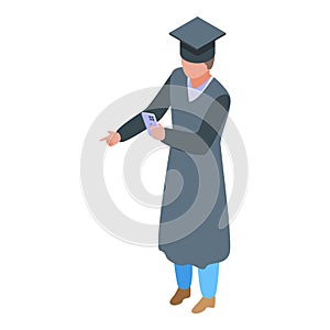 Jobless graduated student icon, isometric style