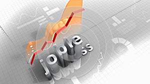 Jobless growing chart, statistic, data and performance.