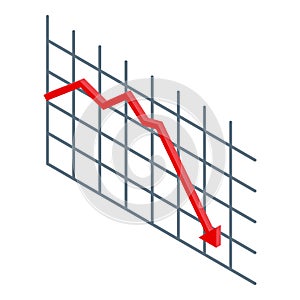 Jobless low graph icon, isometric style