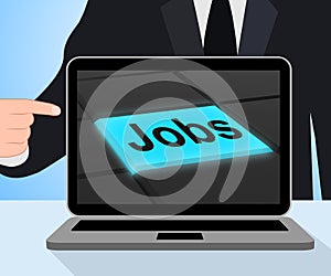 Jobs Button Displays Hiring Recruitment Online Hire Job