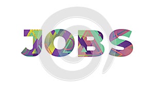 Jobs Concept Retro Colorful Word Art Illustration