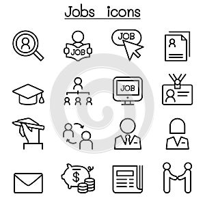 Jobs icon set in thin line style