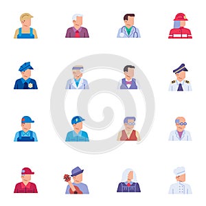 Jobs and Occupations flat icons set
