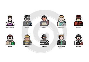 Jobs and occupations icons set