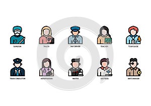 Jobs and occupations icons set