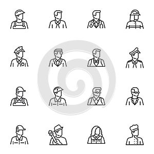 Jobs and Occupations line icons set