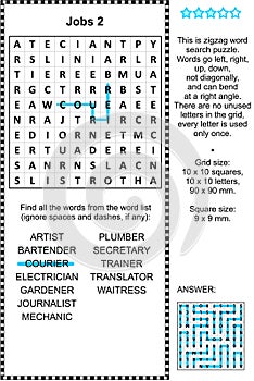 Jobs wordsearch puzzle 2