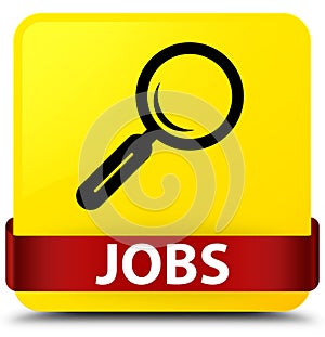 Jobs yellow square button red ribbon in middle