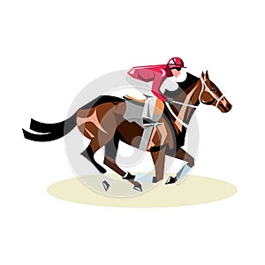 Jockey on horse. Horse racing. Horse riding.
