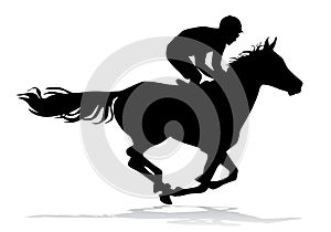Jockey on horse photo