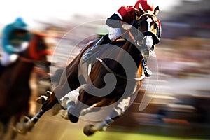 Jockey Rider on Horse Racing. Speeding Towards Success in Equestrian Sport. Generative AI