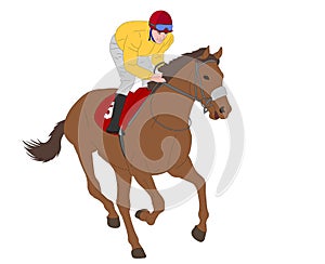 Jockey riding race horse illustration