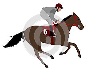 Jockey riding race horse illustration 4