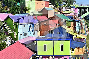 Jodipan village with painted colorful houses