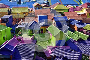 Jodipan village with painted colorful houses