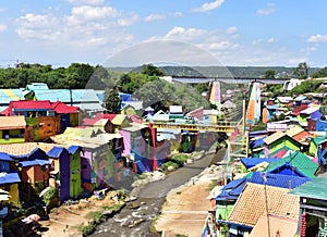 Jodipan village with painted colorful houses