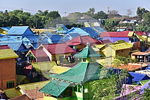 Jodipan village with painted colorful houses