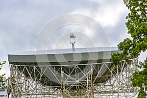 Jodrell Bank Radio telescope in the rural countryside of Cheshire England