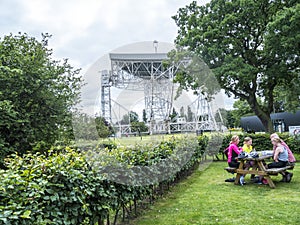 Jodrell Bank Radio telescope in the rural countryside of Cheshire England