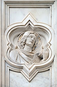 Joel prophet, relief on the facade of Basilica of Santa Croce in Florence