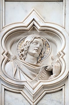 Joel prophet, relief on the facade of Basilica of Santa Croce in Florence