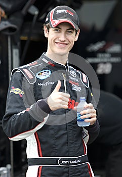 Joey Logano in the garage