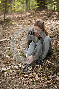 Jogger having ankle sprain