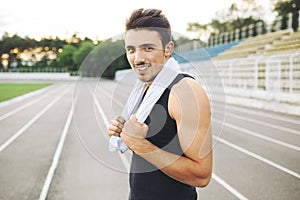 Jogger resting after running