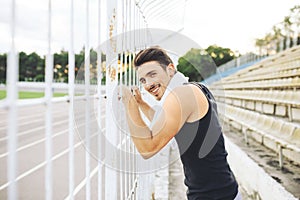 Jogger resting after running