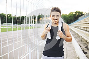 Jogger resting after running